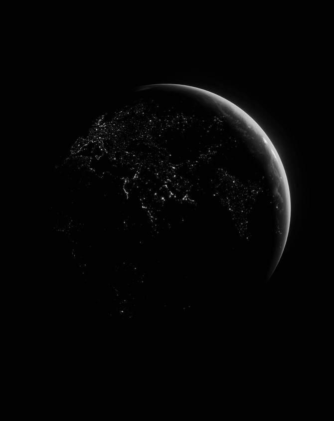 Earth from space at night